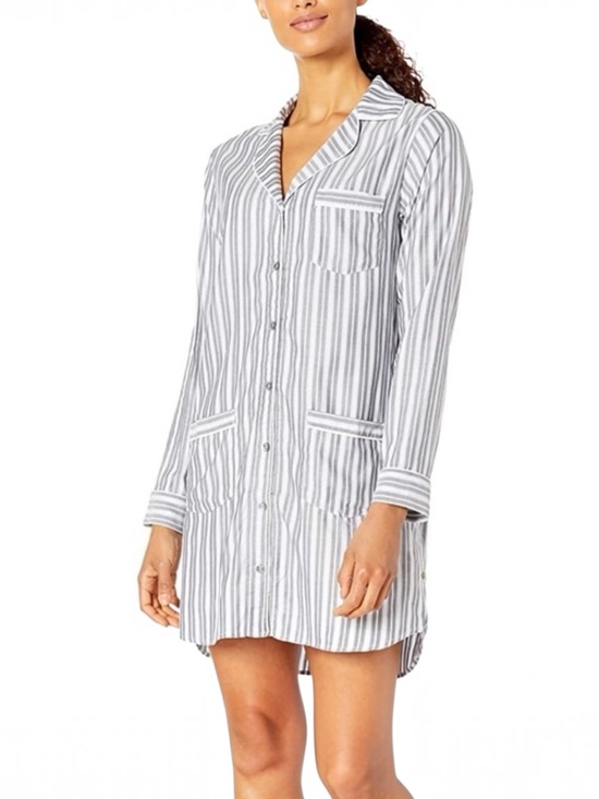 UGG Other - UGG Laura Striped Sleep Shirt Nightshirt Blue White Button Front Size M